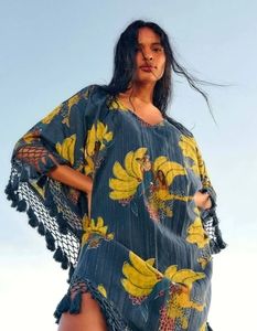 FARM RIO Mermaid Banana Print Coverup Dress One Size